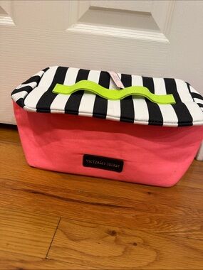 Victoria's Secret Pink & Black Stripe Cosmetic Organizer